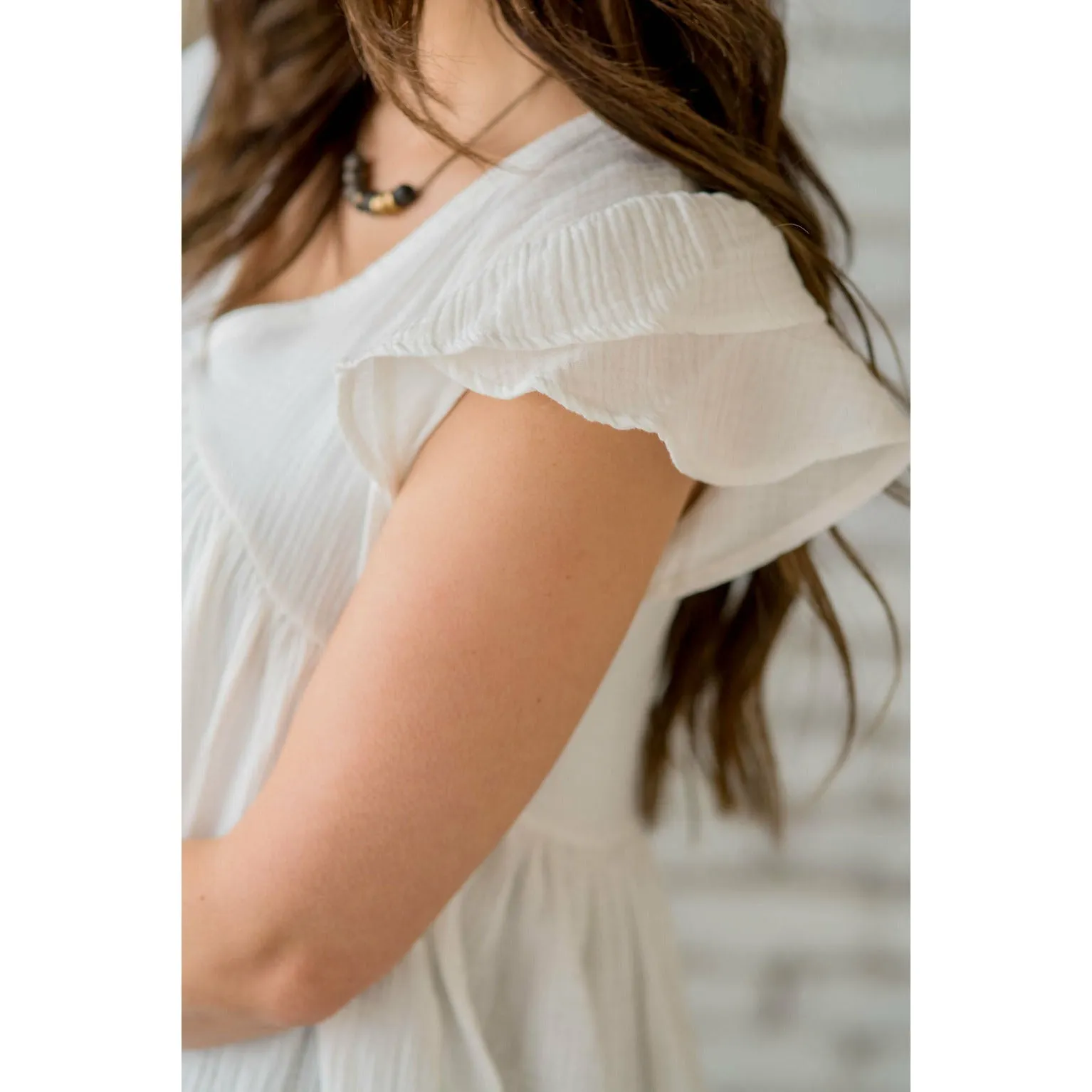 Gauze Double Flutter Bibbed Tee