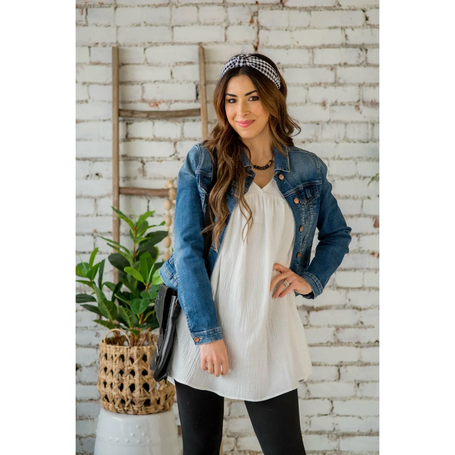 Gauze Double Flutter Bibbed Tee