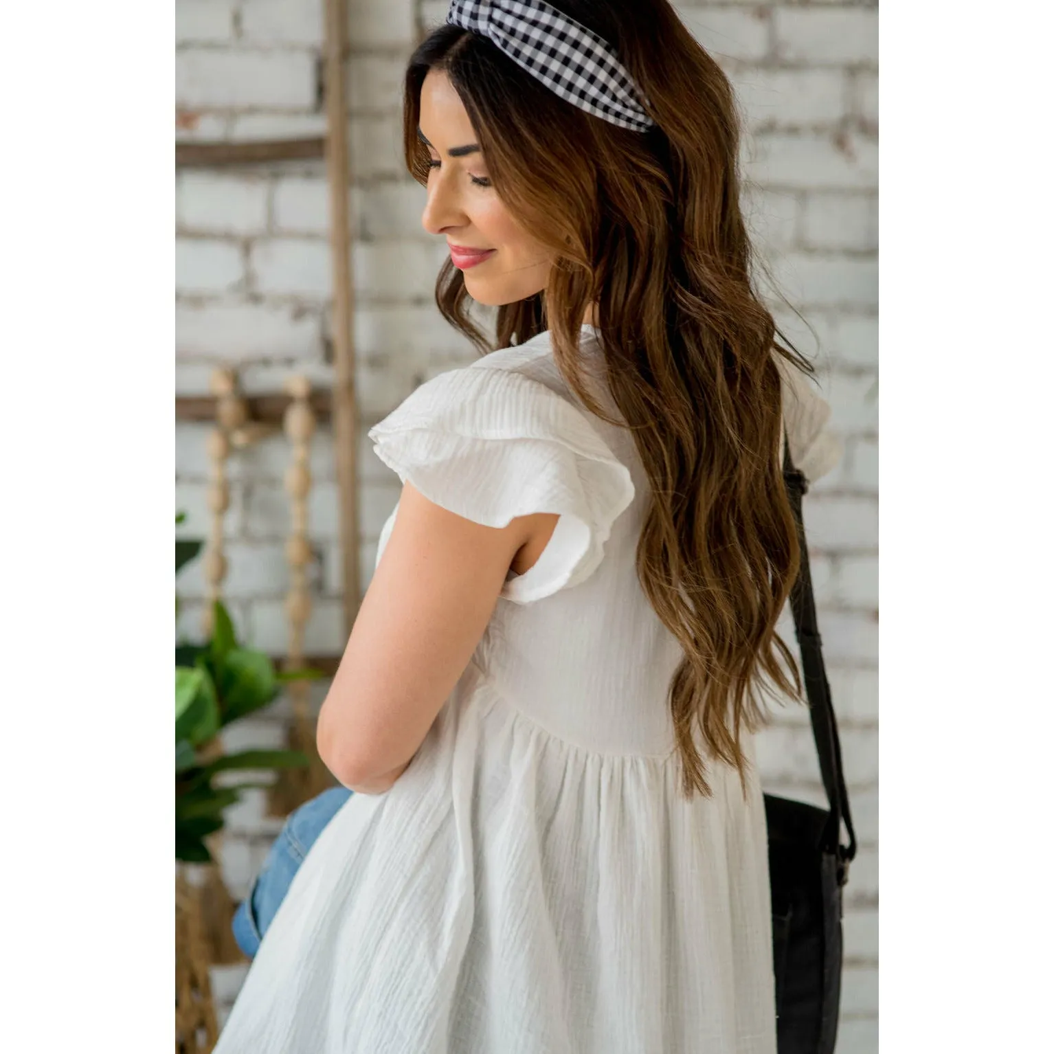 Gauze Double Flutter Bibbed Tee