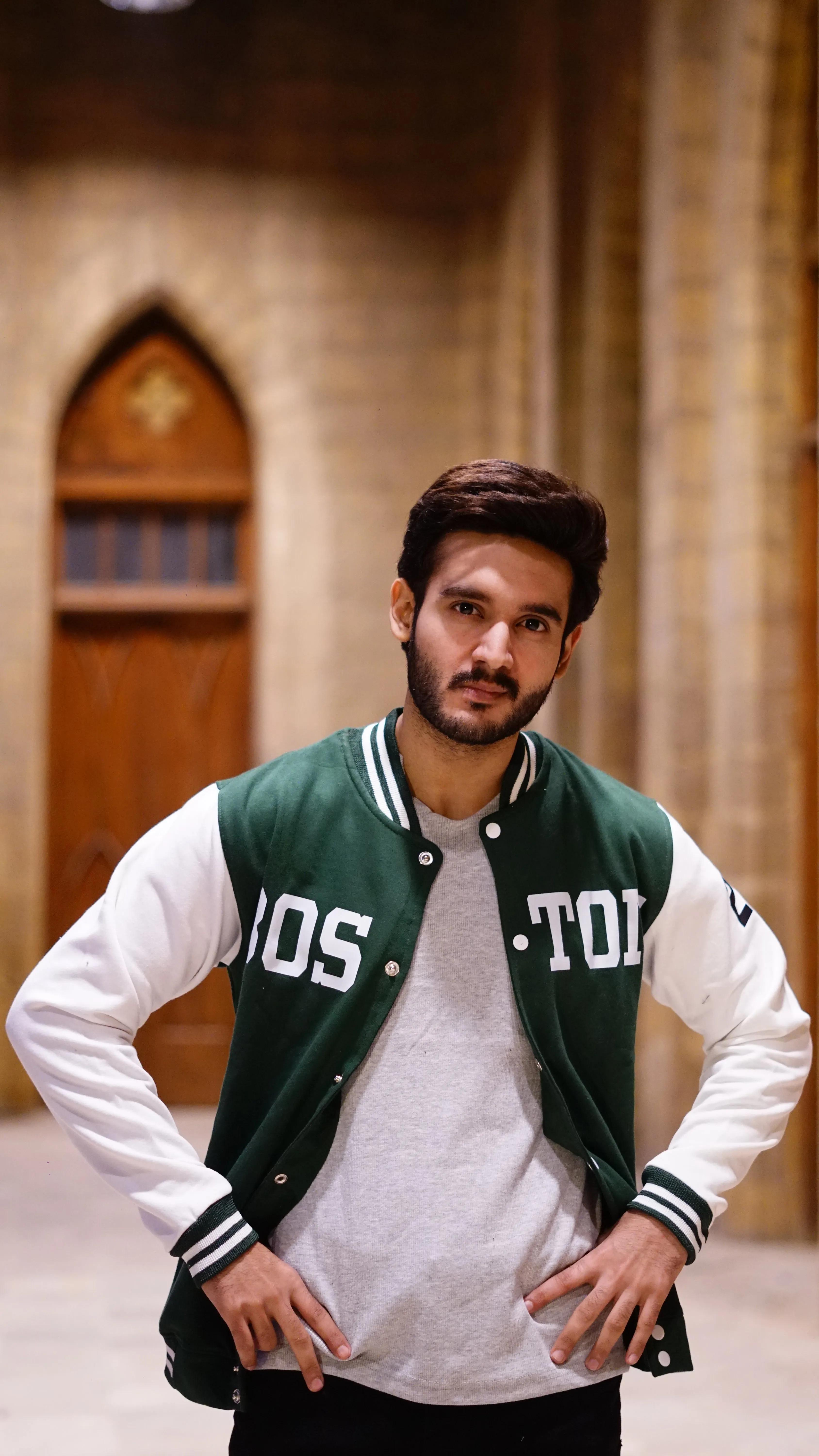 Green & White Boston Printer Baseball Jacket | Trendy & Comfortable Sportswear