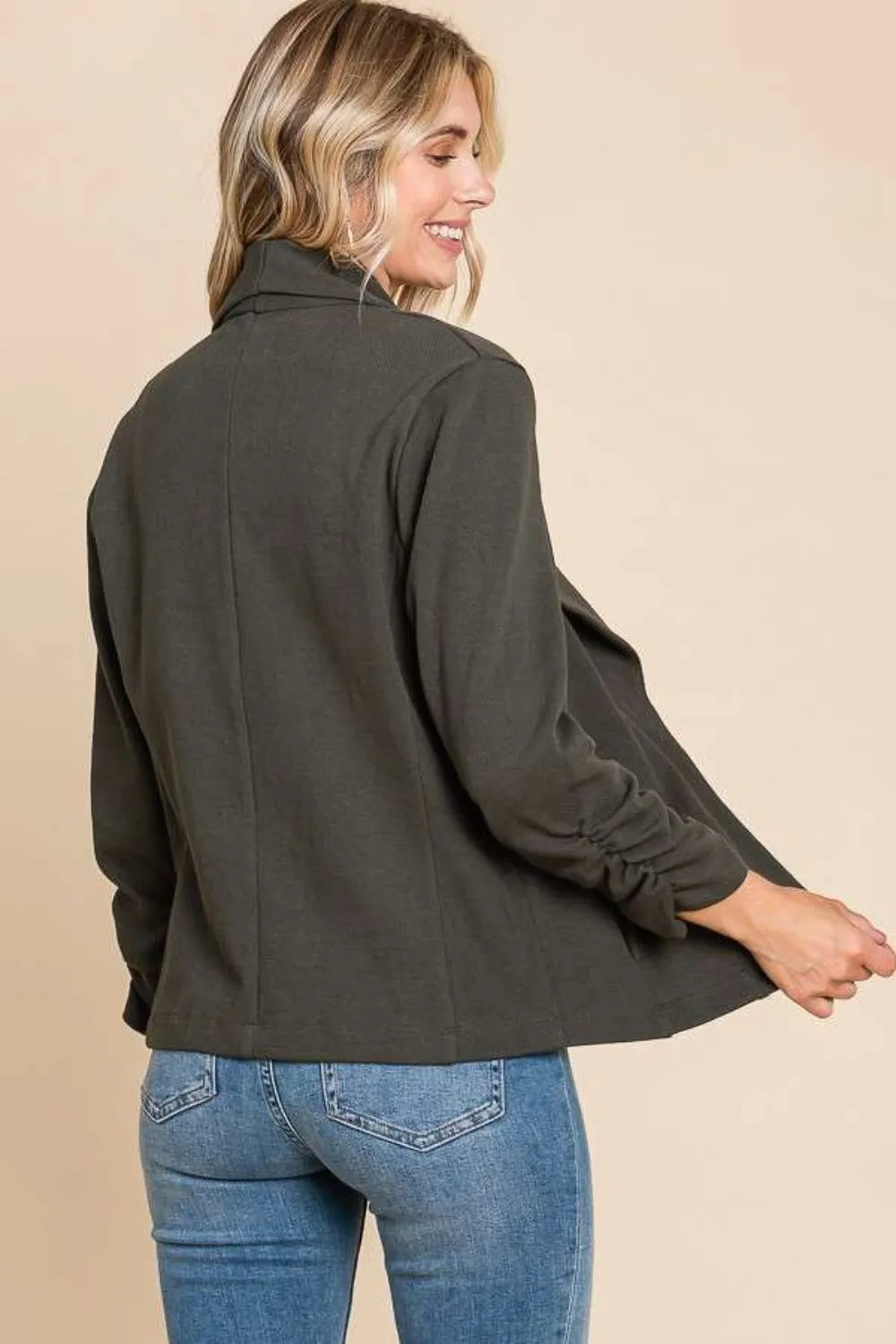 Haley Ruched Open Front Jacket