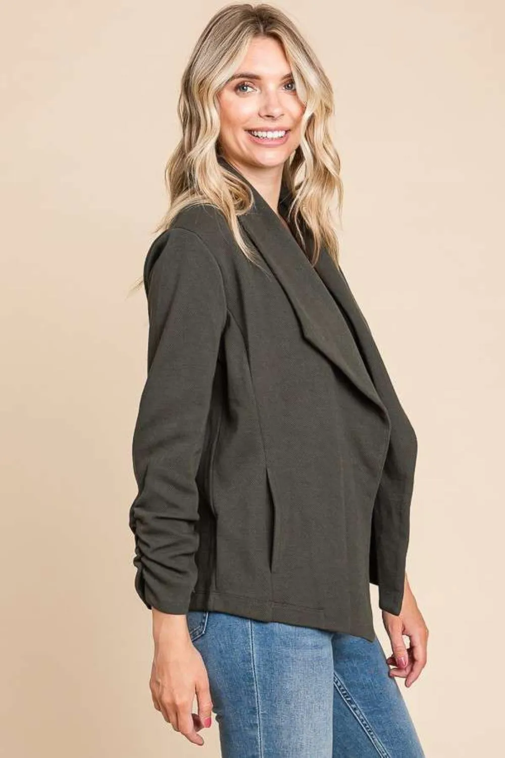 Haley Ruched Open Front Jacket