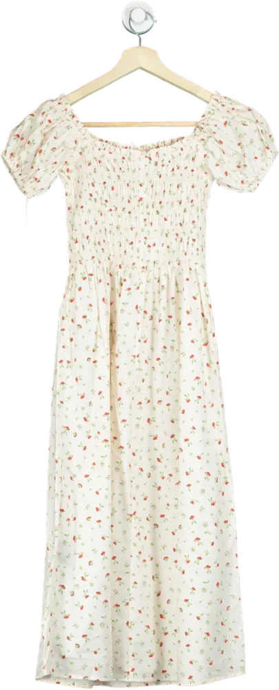 H&M Cream Floral Print Maxi Dress UK XS