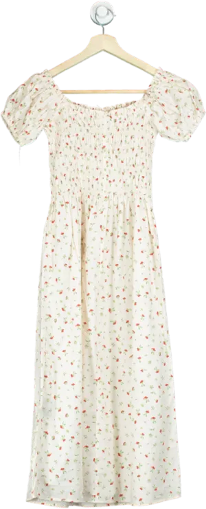 H&M Cream Floral Print Maxi Dress UK XS