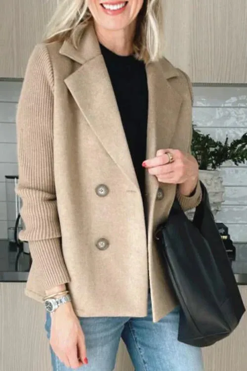 Harper | Button Patchwork Sleeves Casual Coat