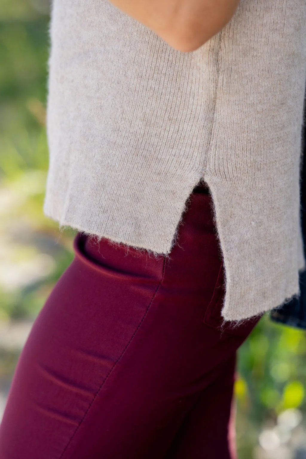 Heathered Mock Neck Short Sleeve Sweater