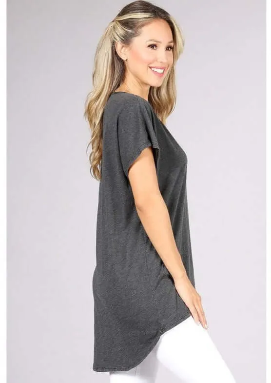 High Low V-Neck Super Comfy Tee Made in USA