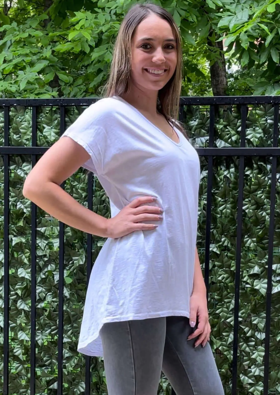 High Low V-Neck Super Comfy Tee Made in USA