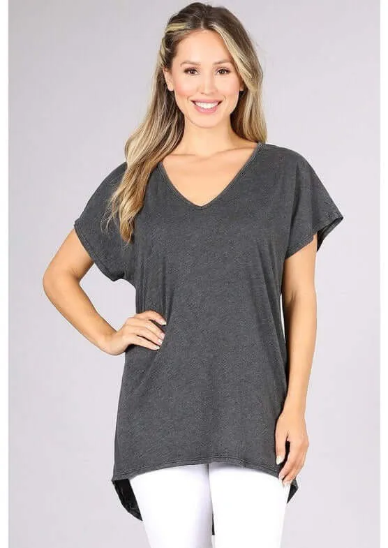 High Low V-Neck Super Comfy Tee Made in USA