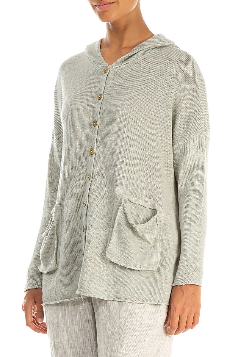 Hooded Laurel Green Linen Cardigan