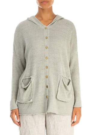 Hooded Laurel Green Linen Cardigan