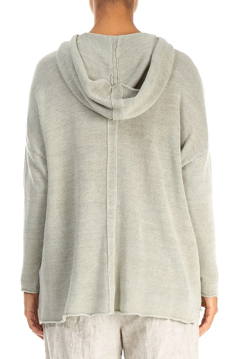 Hooded Laurel Green Linen Cardigan