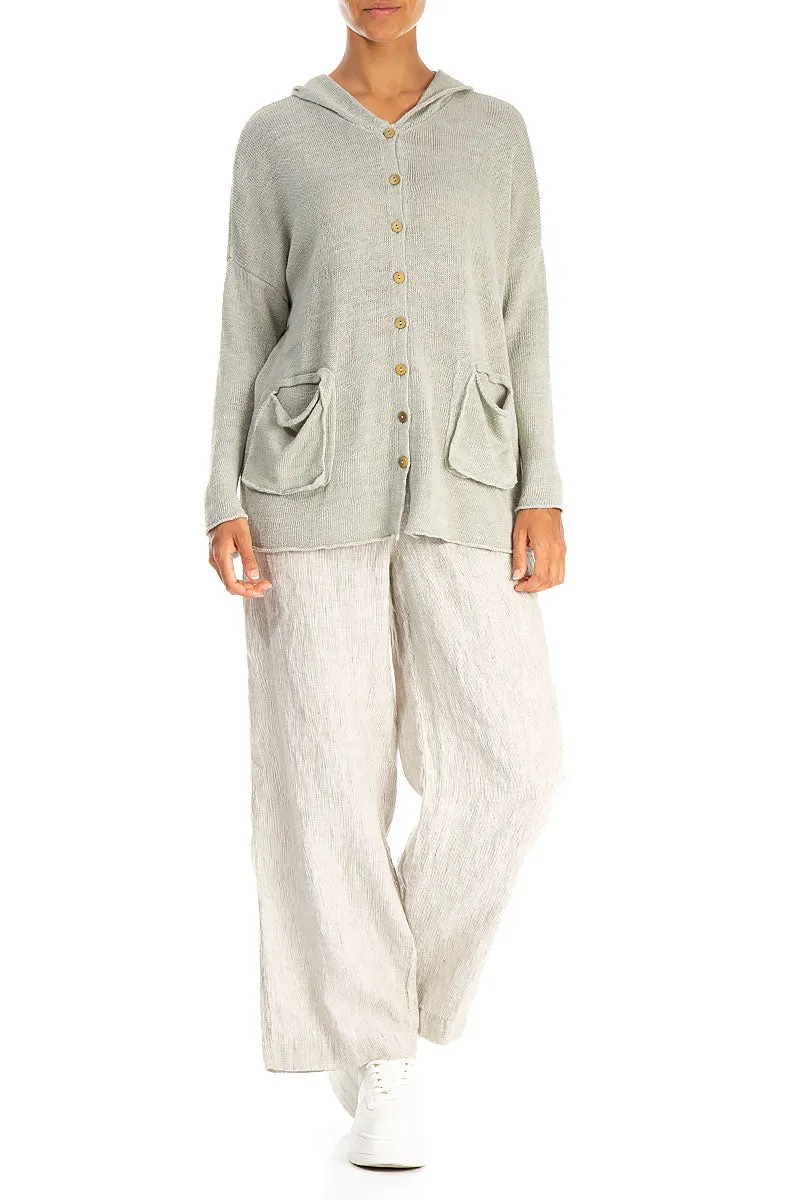 Hooded Laurel Green Linen Cardigan