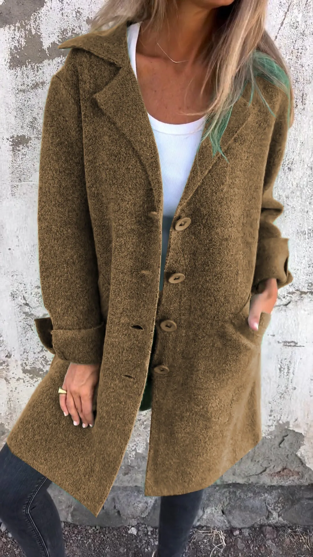 Isabella - Casual Long Coat With Cuffs