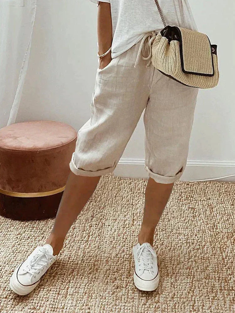 Ivyshape | Breathable Cotton Linen Women's Shorts