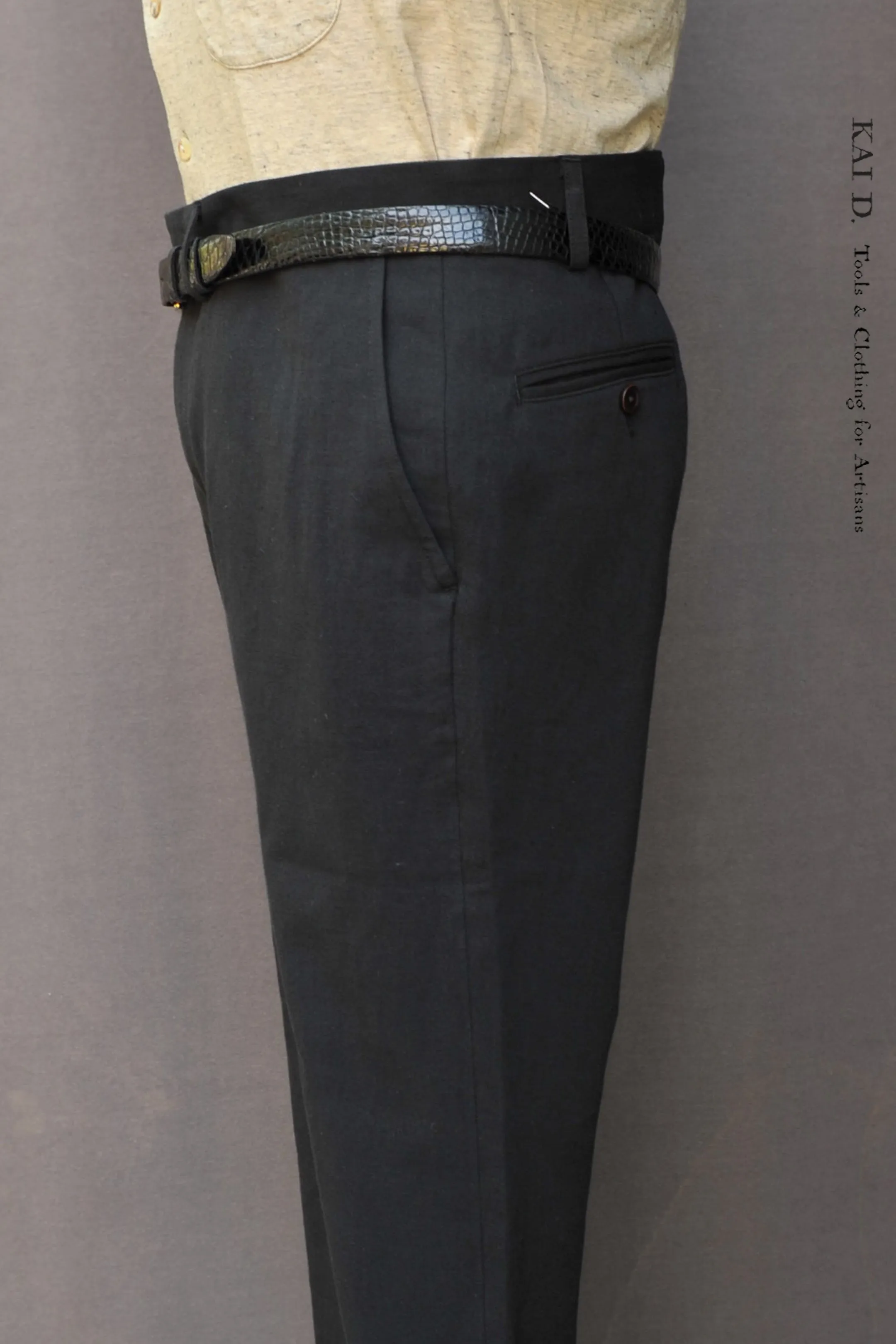 Kerouac Slim Pants - Light Cotton Linen - 30, 32, 34 (black)