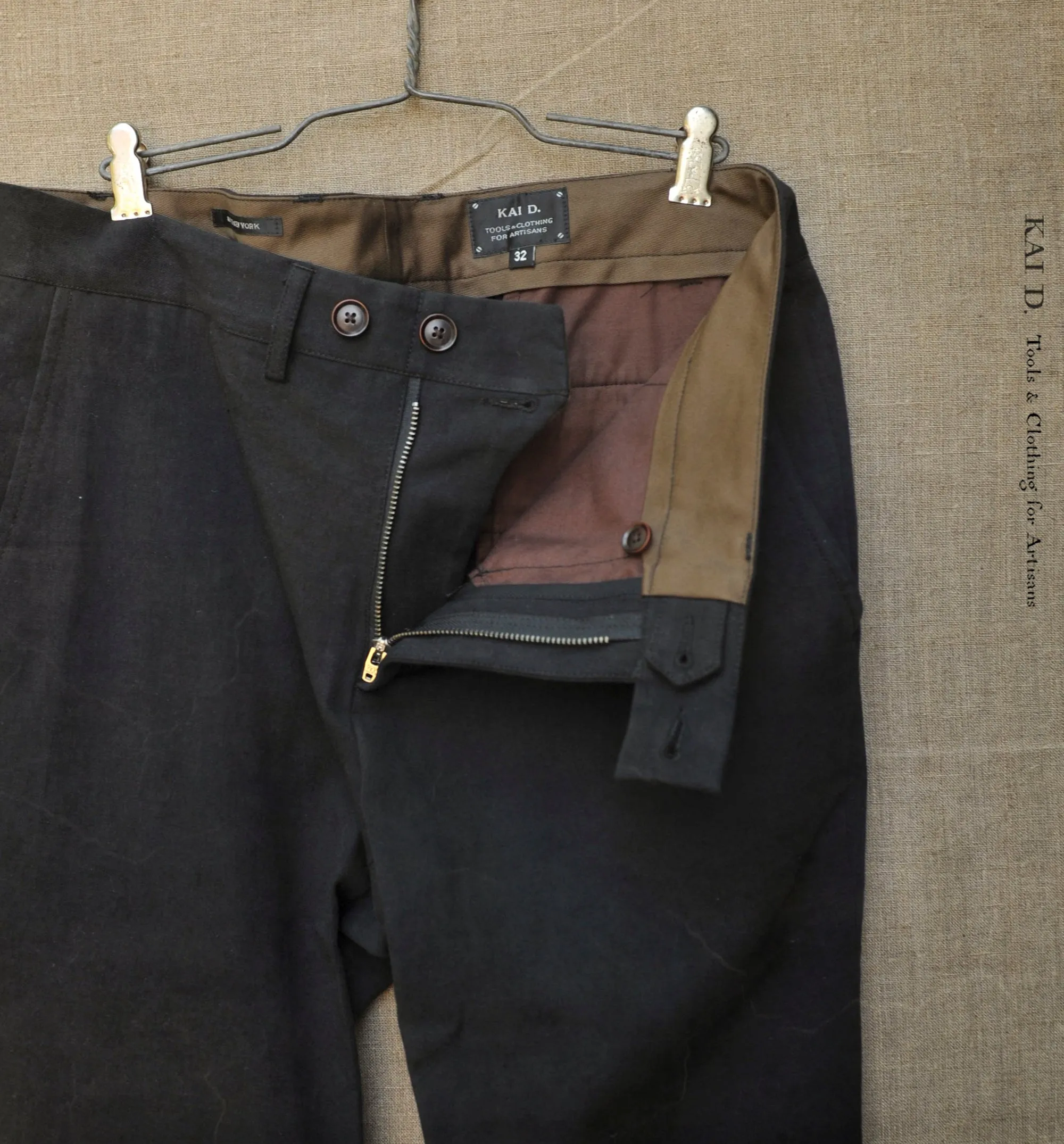 Kerouac Slim Pants - Light Cotton Linen - 30, 32, 34 (black)