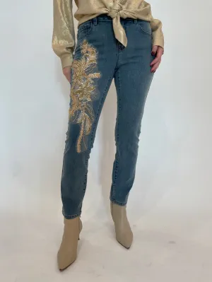 Lilly Sequin Flowers Denim