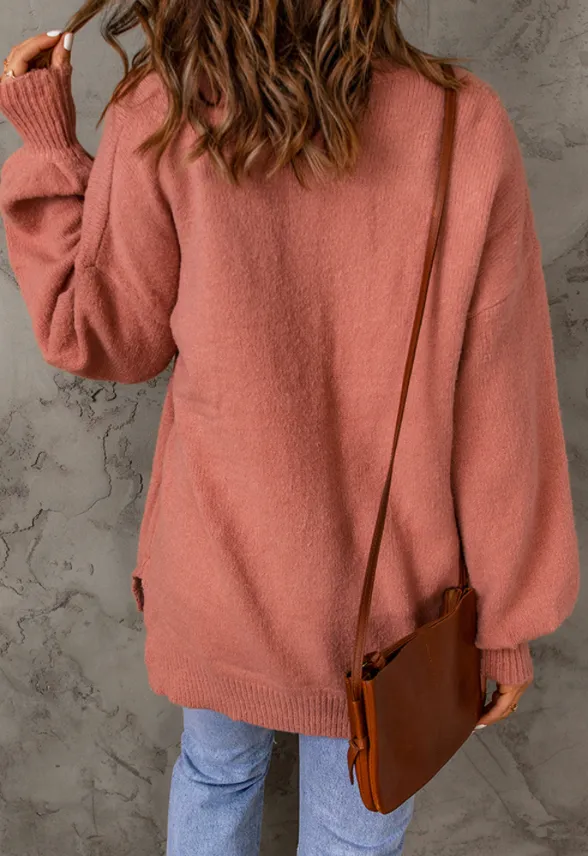 Mauve Drop Sleeve Knit Sweater