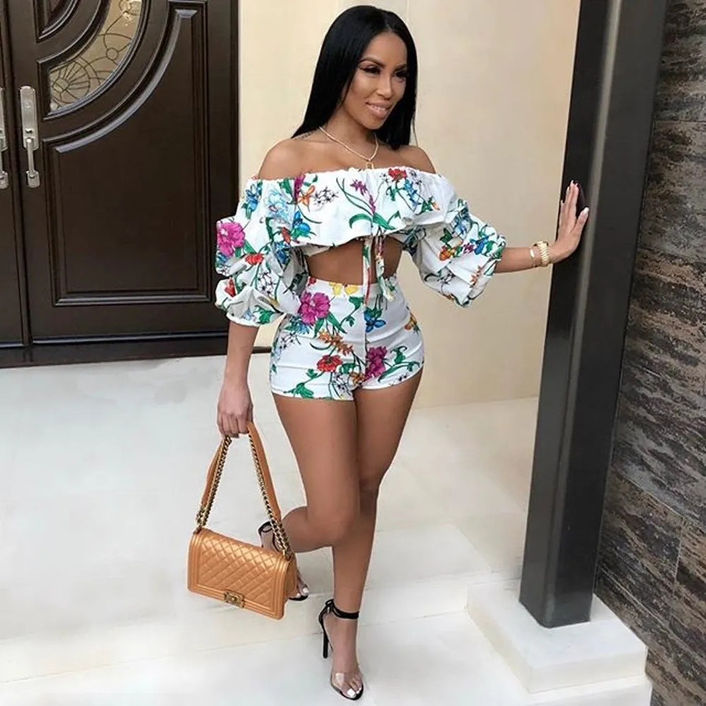 Off the Shoulder 2 pc Shorts set