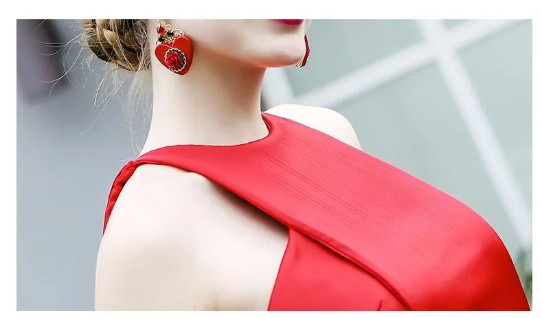 Piano Pleat Midi 1950's sleeveless elegant backless sexy pleated cocktail red midi dress- Florenci