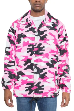 Pink Camo Snap Button Coachs Jacket