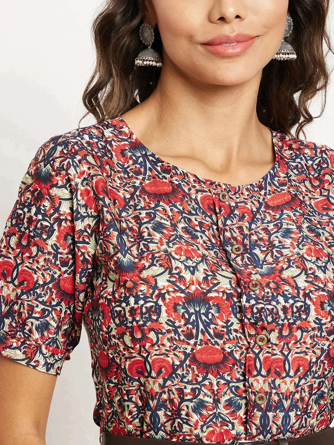 Printed Maxi Dress with Belt