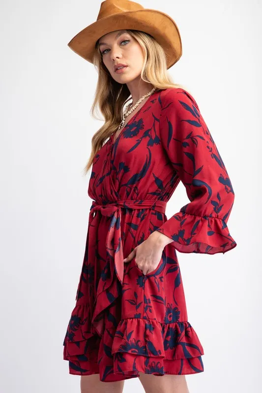 Printed Wool Peach Surplus Dress