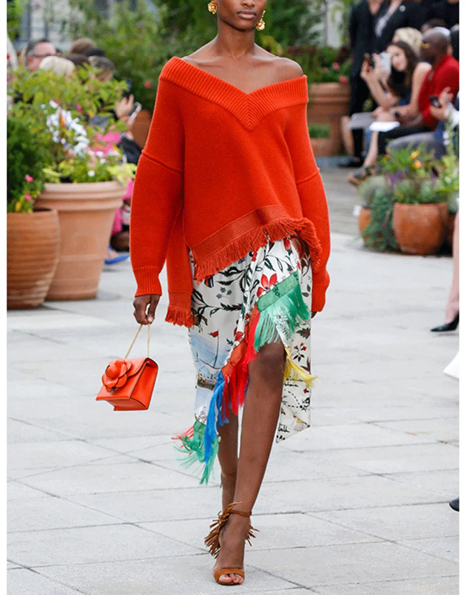 Road Print Fringe Sarong Skirt