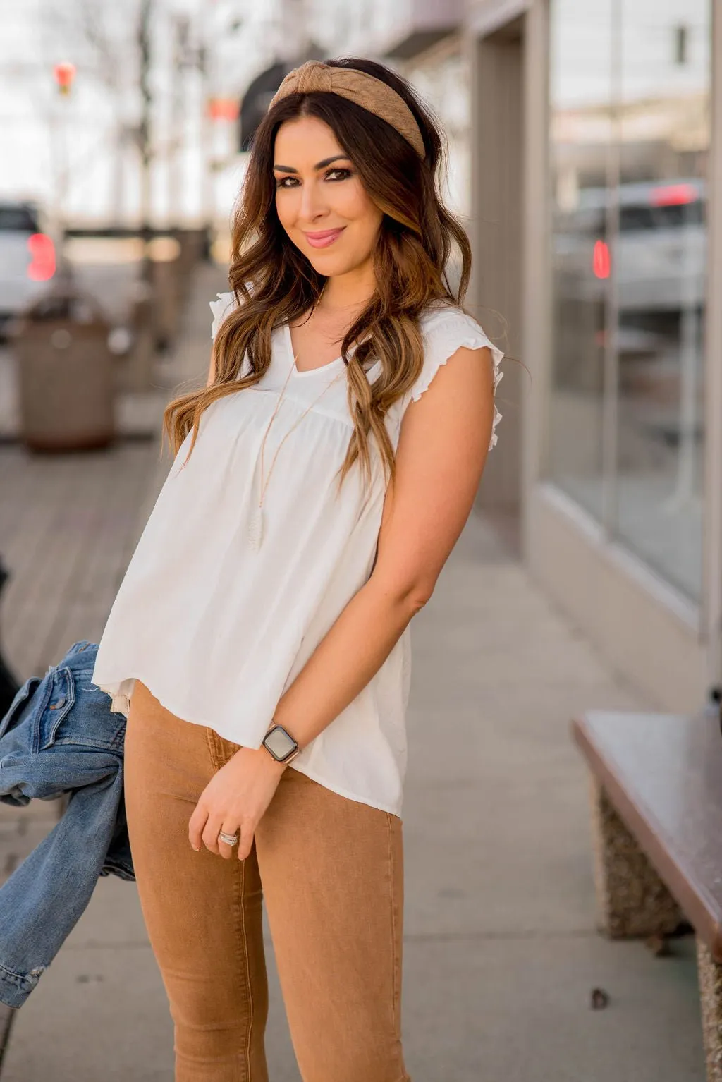 Ruched Trim Babydoll Tank