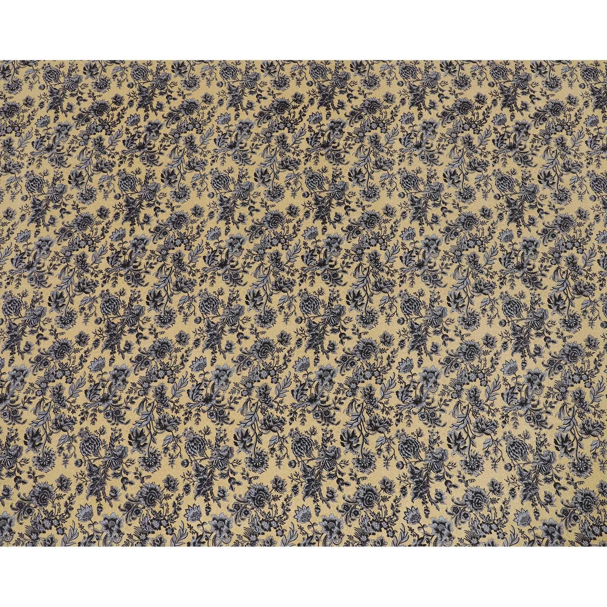 Sage green silk crepe fabric with black and grey print in floral design-D8397
