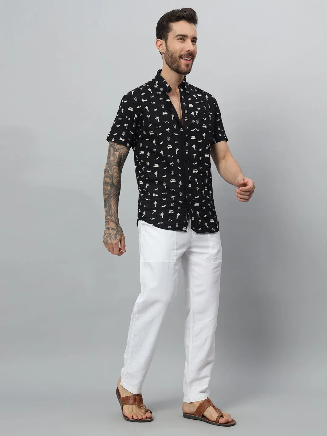 SAINTJONES-WHITE LINEN STRAIGHT JOGGER