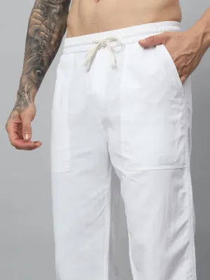 SAINTJONES-WHITE LINEN STRAIGHT JOGGER
