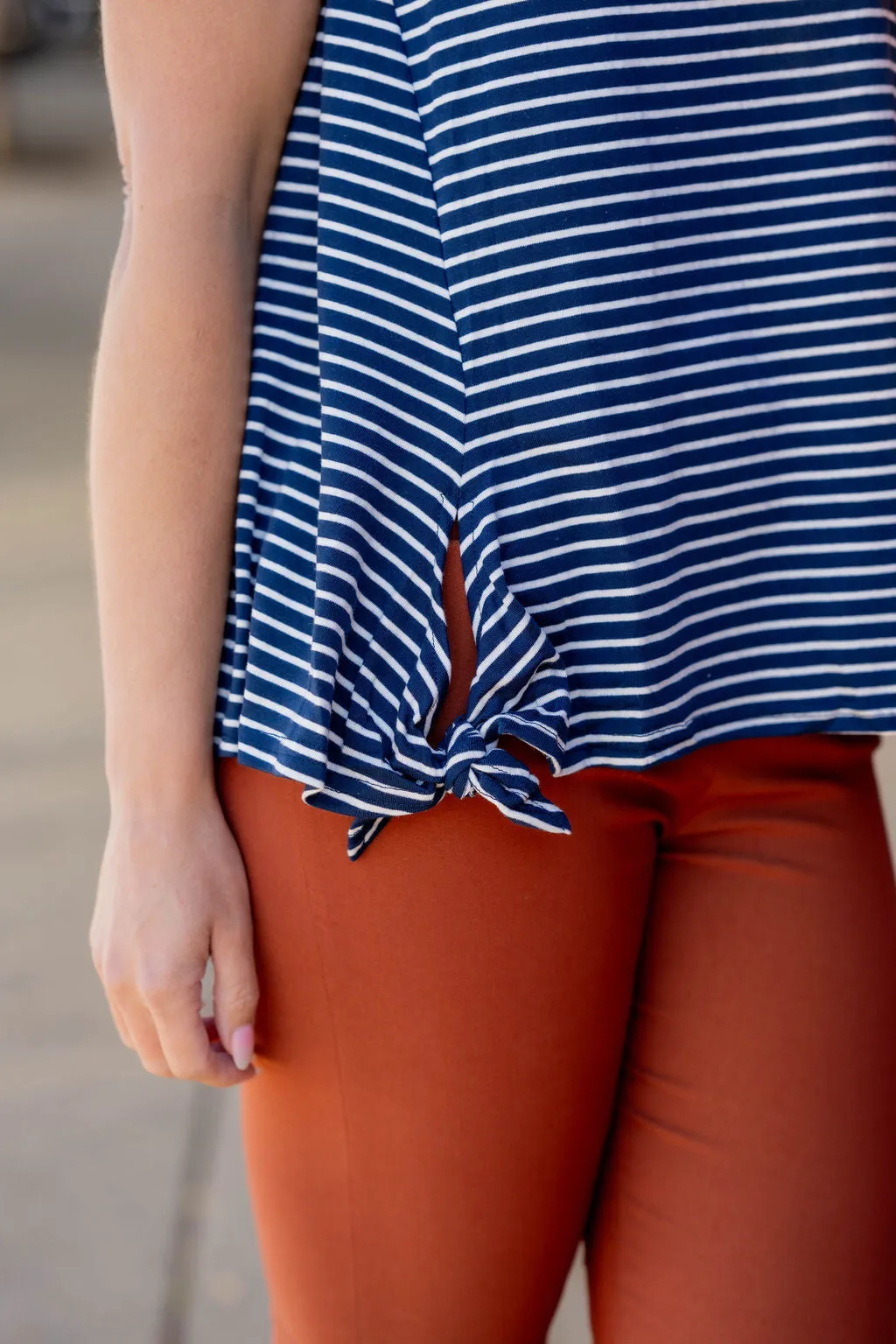 Simple Striped Tie Bottom Tank