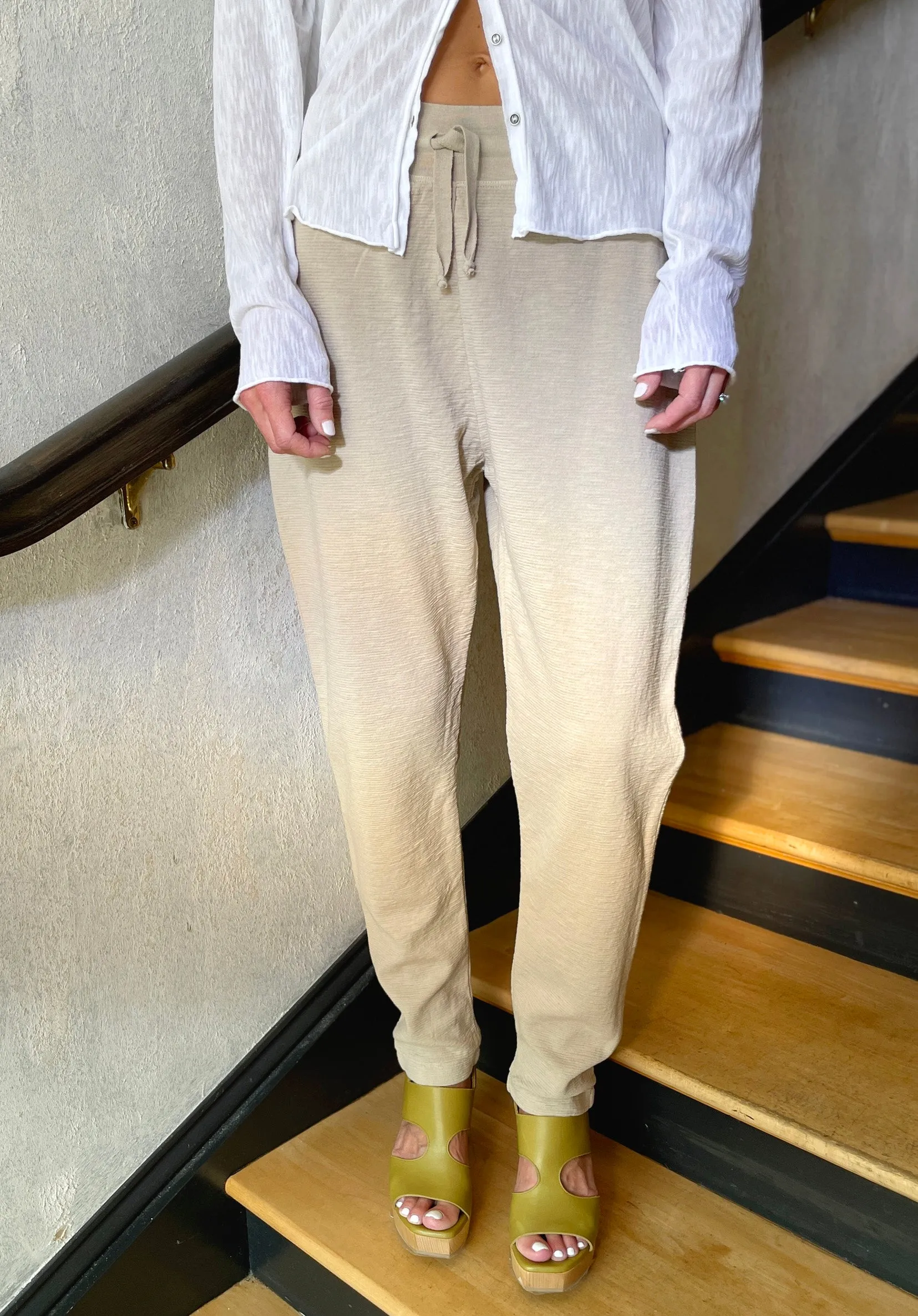 Slim Fit Shot Cotton Pants - Sand