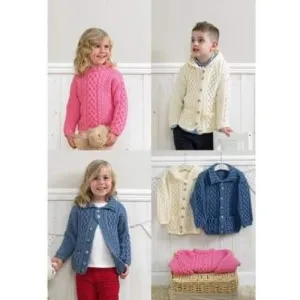 Stylecraft Kids Aran Jacket and Sweater Knitting Pattern 4205
