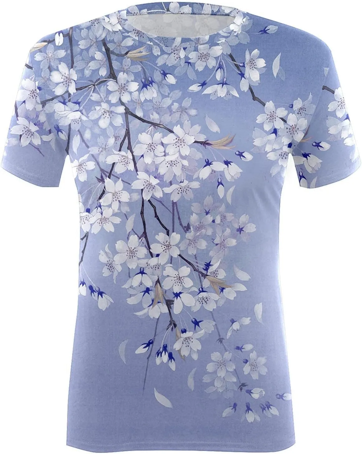 Summer Tops for Women 2025 Cute Floral Graphic Tee Shirt Dressy Round Neck Short Sleeve Tunic Pullover Petite Ladies Blouses