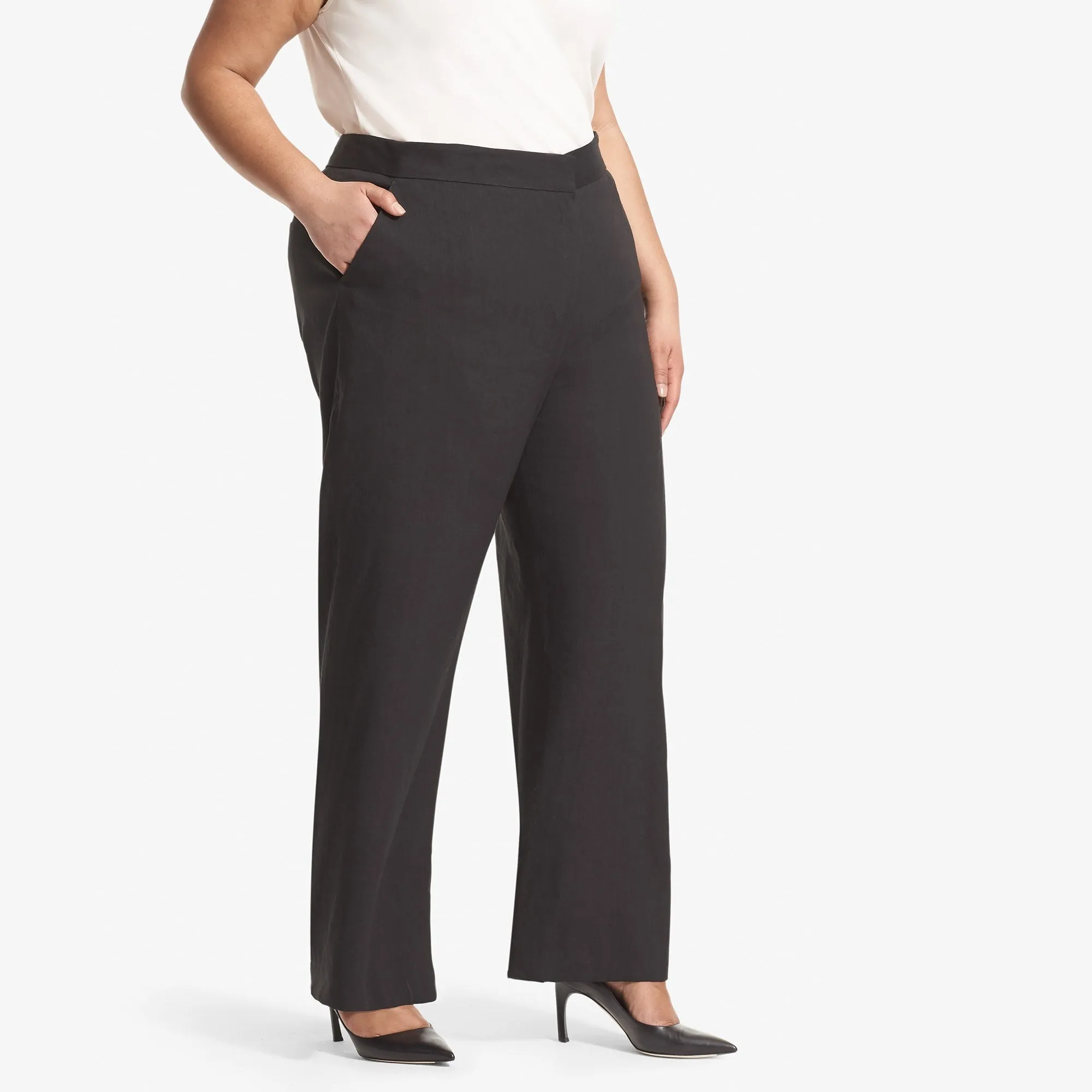 Tinsley Wide-Leg Trouser - Stretch Linen :: Black