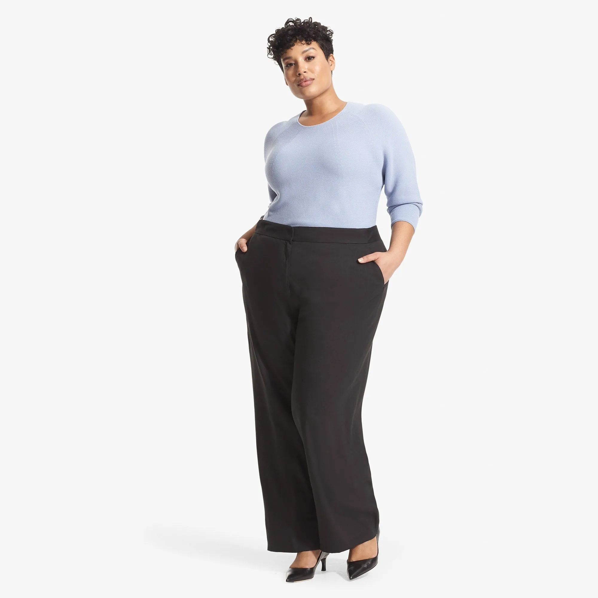 Tinsley Wide-Leg Trouser - Stretch Linen :: Black