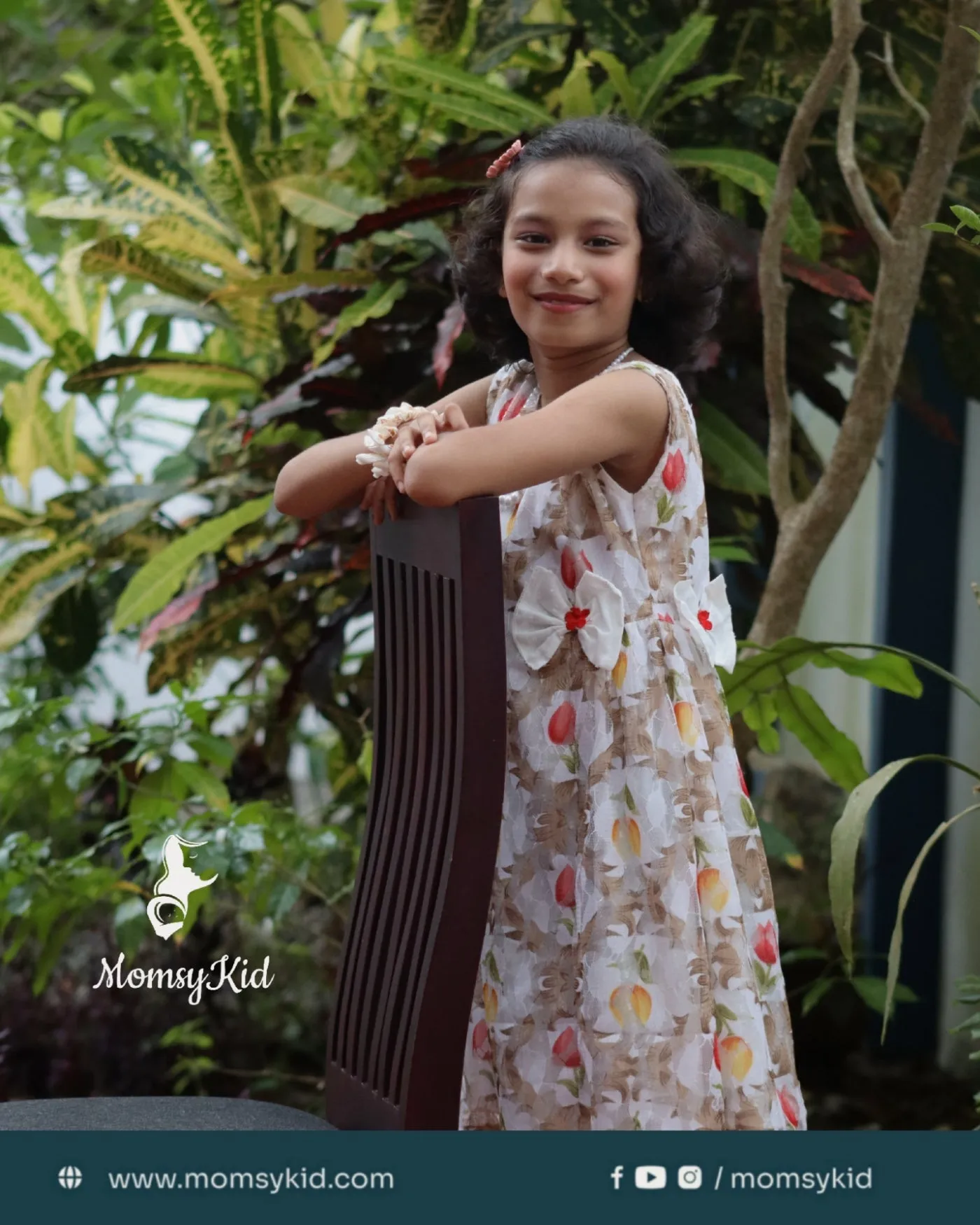 Tulip Whisper - Floral Net Butta Cotton sleeveless Dress for girls