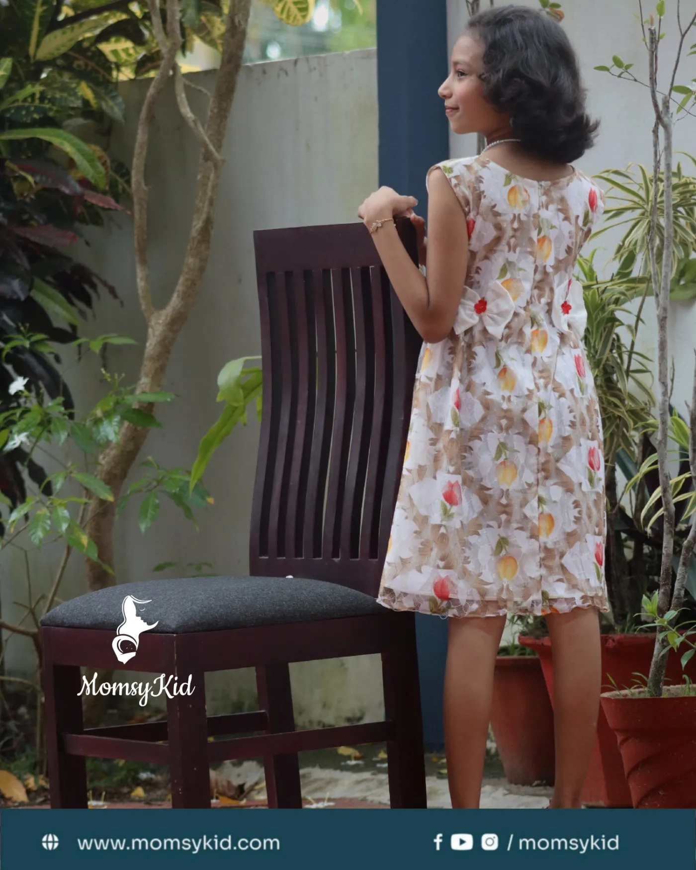 Tulip Whisper - Floral Net Butta Cotton sleeveless Dress for girls