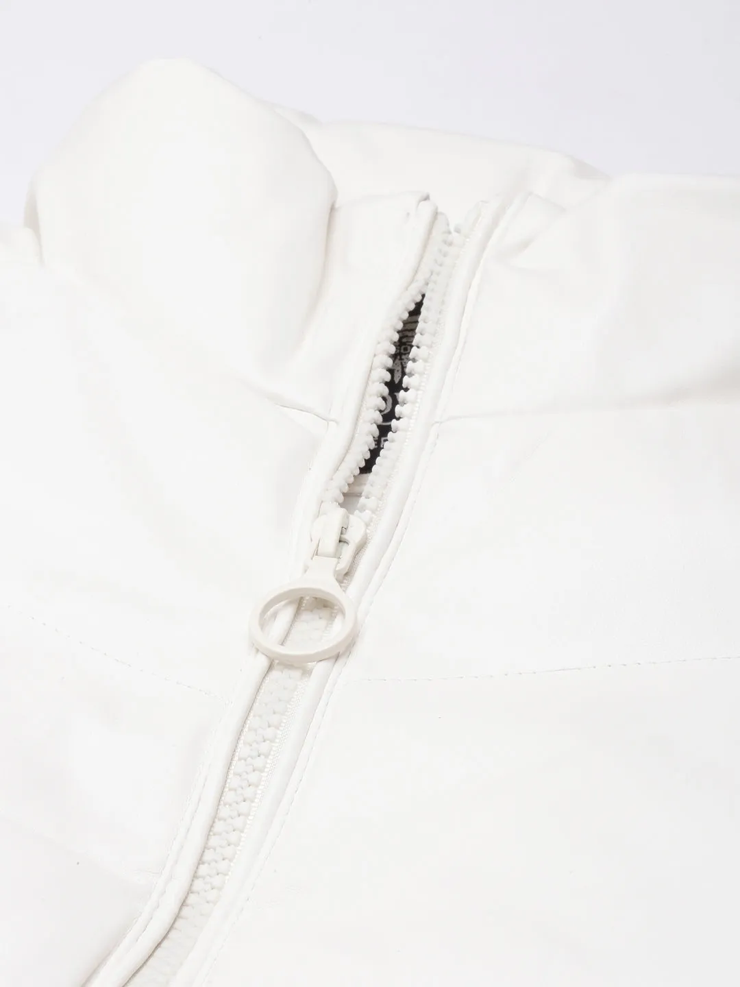 Women Solid White Puffer Jacket