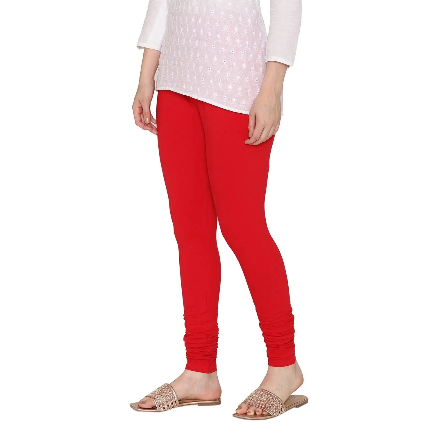 Women's Cotton Churidar leggings (Free Size) - Red
