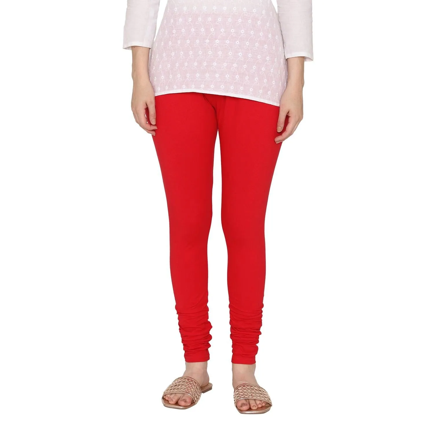 Women's Cotton Churidar leggings (Free Size) - Red