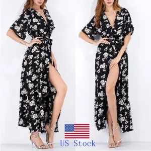 Women's Floral Print Long Maxi Dress
