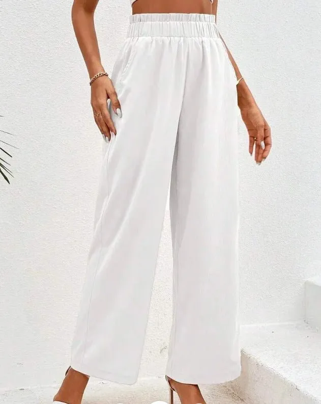 Women's Loose Cotton And Linen High Waist Wide Leg Trousers