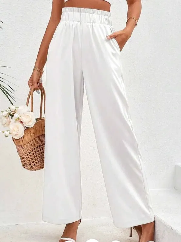 Women's Loose Cotton And Linen High Waist Wide Leg Trousers